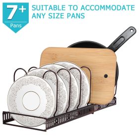 Kitchen Cabinet Pan Pot Lid Organizer Rack, Expandable and Adjustable Compartments