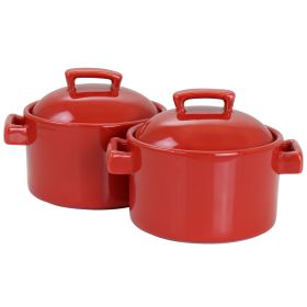 Martha Stewart 6 Inch Casserole and Lid 2 Piece Set in Red