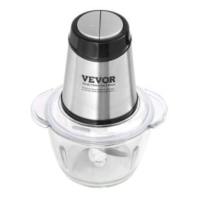 VEVOR Food Processor, Electric Meat Grinder with 4 Stainless Steel Blades, 400W Electric Food Chopper, 5 Cup Glass Bowl