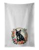 Black French Bulldog and Flowers Kitchen Towel Set of 2 White Dish Towels Decorative Bathroom Hand towel for Hand, Face, Hair, Yoga, Tea, Dishcloth