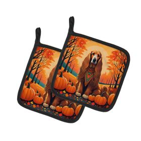 Afghan Hound Fall Pair of Pot Holders Kitchen Heat Resistant Pot Holders Sets Oven Hot Pads for Cooking Baking BBQ, 7 1/2 x 7 1/2