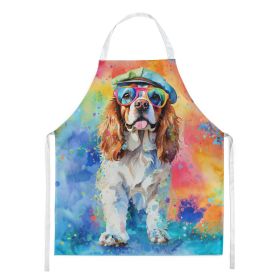 Cavalier Spaniel Hippie Dawg Apron Cooking Kitchen Server Baking Crafts Gardening for Adult Women Men, Unisex, Large, Multicolor