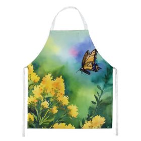 Kentucky Goldenrod in Watercolor Apron Cooking Kitchen Server Baking Crafts Gardening for Adult Women Men, Unisex, Large, Multicolor