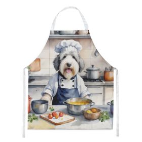 Old English Sheepdog The Chef Apron Cooking Kitchen Server Baking Crafts Gardening for Adult Women Men, Unisex, Large, Multicolor