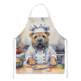 Shar Pei The Chef Apron Cooking Kitchen Server Baking Crafts Gardening for Adult Women Men, Unisex, Large, Multicolor