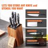 VEVOR Universal Knife Holder, Acacia Wood Knife Block Without Knives, Extra Large Knife Storage Holder Stand with PP Brush