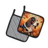 Basset Hound Fall Pair of Pot Holders Kitchen Heat Resistant Pot Holders Sets Oven Hot Pads for Cooking Baking BBQ, 7 1/2 x 7 1/2