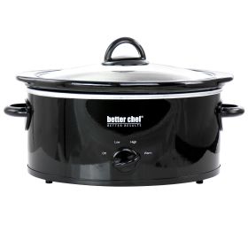 Better Chef 3 Quart Oval Slow Cooker with Removable Stoneware Crock in Black