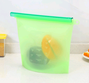 Silicone fresh-keeping bag vacuum sealed bag food  storage bag refrigerator food fruit storage bag (Option: Green-1500ml)