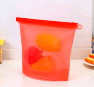 Silicone fresh-keeping bag vacuum sealed bag food  storage bag refrigerator food fruit storage bag (Option: Red-500ml)