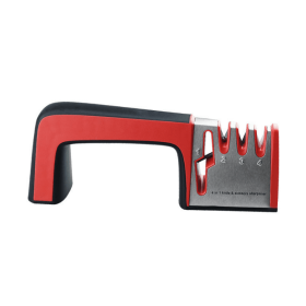 sharA Four-in-one Family Uses A Sharpener To Sharpen A Kitchen Knife (Option: Black and red)