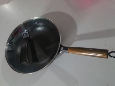 Iron Pan Traditional Iron Wok Handmade (Option: 32cm glass cover)