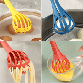 1pc; Multifunctional 3-in-1 Egg Whisk Food Holder Noodle Holder Baking Tool Egg Stirrer Manual Whisk 1 Pack 11.02''√ó2.76'' (Color: Green)