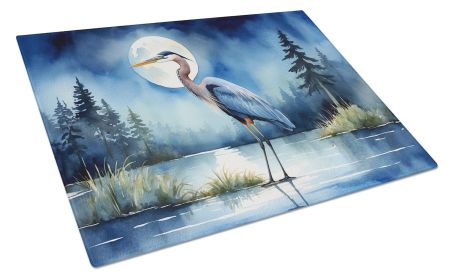 Blue Heron Under the Moonlight Glass Cutting Board Decorative Tempered Glass Kitchen Cutting and Serving Board Large Size Chopping Board (Default: Default)