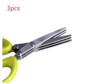 Multifunctional Multi-layer Green Onion Scissors Stainless Steel Onion Cutting Knife Herb Seaweed Spice Scissors Kitchen Scissor Kitchen Gadgets (Option: Green 3PC-3Layers)