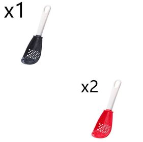 Multifunctional Slotted Spoon Grinding Cooking Spoon Mashed Auxiliary Food Ginger Garlic Spoon Press Potatoe Stir-frying Spatula Kitchen Gadget (Option: 2pcs red and 1pc black)